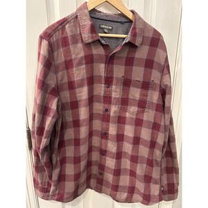 Toad&Co Mens Large Red Plaid Organic Cotton Flannel Long Sleeve Button Down
